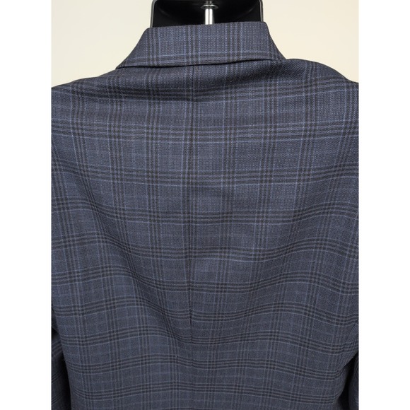 JOS A BANK SIGNATURE Mens Blue Plaid Wool Sport Coat Suit Jacket Blazer 42L - Picture 6 of 10